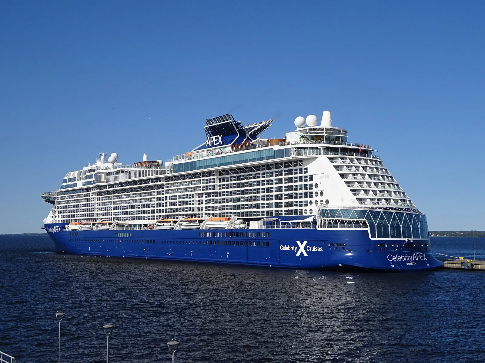 Celebrity Apex cruise ship docked at the pier in Tallinn, Estonia