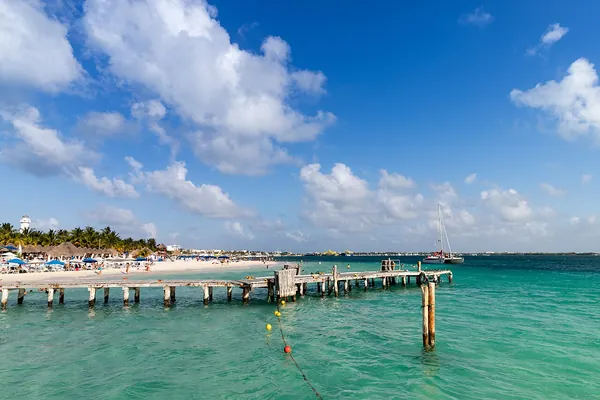Pier and turquoise water on Isla Mujeres, Mexico