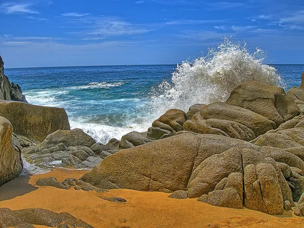 Waves on the rocks at Lover’s Beach, Los Cabos