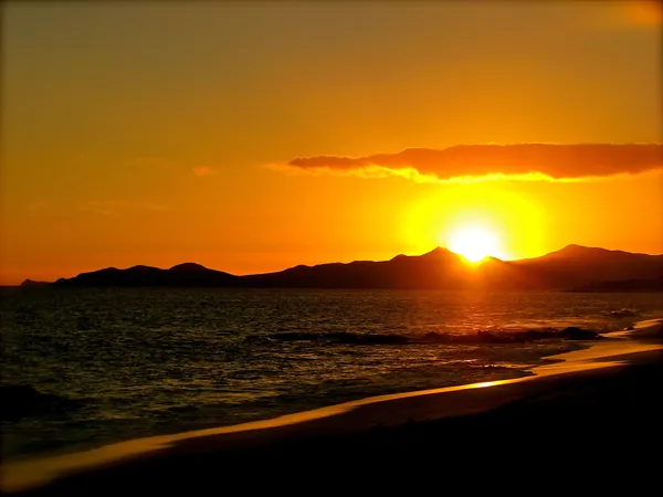 Golden sunset over the sea in Los Cabos