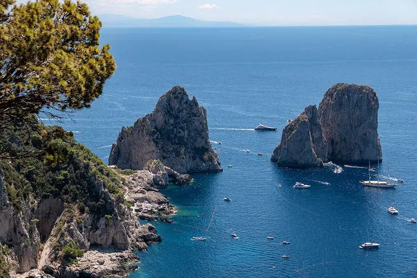 Boats near the Faraglioni rocks, Capri