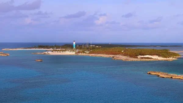Bright turquoise water around Great Stirrup Cay, Bahamas